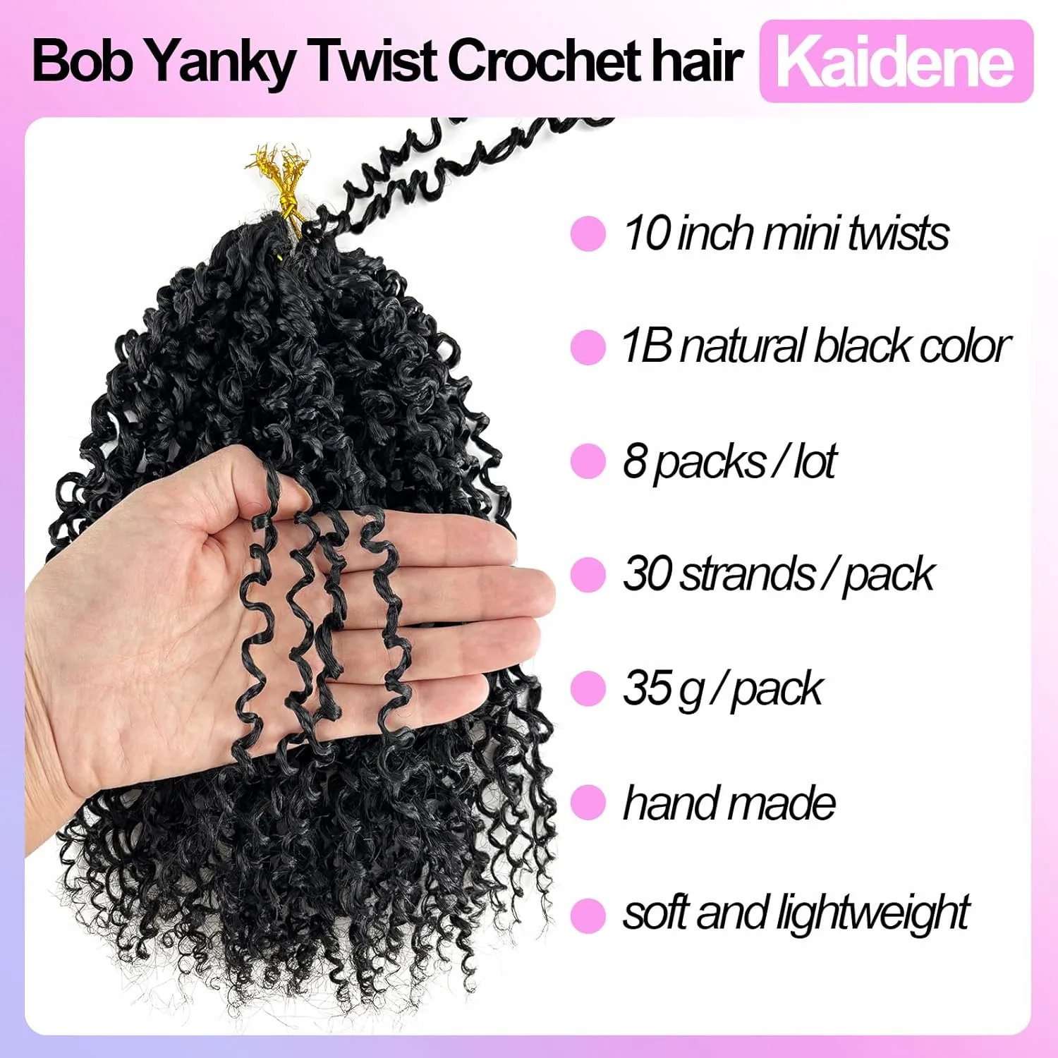 Micro Crochet Twists Braids Pre Looped Yanky Twist Crochet Hair 10 Inch Bob Passion Twists Hair 8 Packs Yankee Twist Crochet Hair Black Short Curly Braids for Black Women (10 Inch, 1B)