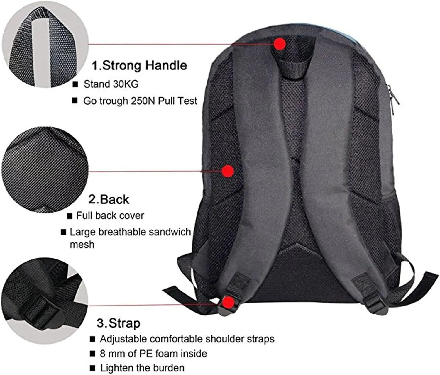 Middle School Backpack Cute Large Durable Children School Book Bags Grey Wolf Print