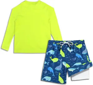 MILANKERR Toddler Boys Rash Guard Sets,Swim Trunks with Compression Liner UPF50 