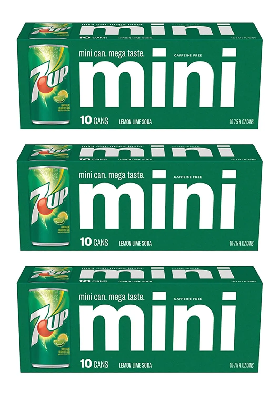 Mini 7up Sodas - 10 pack (3 cases of 10 packs for a total of 30 cans)