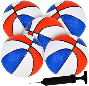 Mini Basketball (5 Pack) - 7 inch Small Basketball for Kids - Indoor Outdoor Game Balls - Free Pump Included