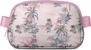 Mini Belt Bag for Men Women Tropical Leaf Floral Waist Packs Crossbody Bags Adjustable Strap for Hiking Cycling Sports