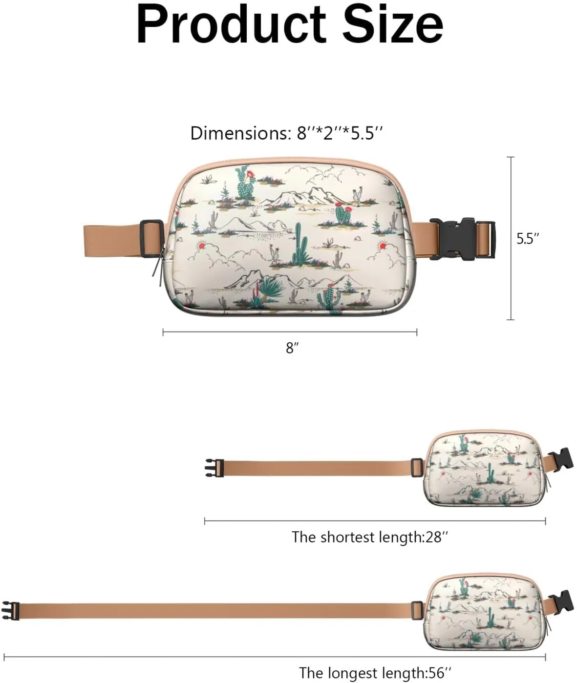 Mini Belt Bag for Men Women Tropical Leaf Floral Waist Packs Crossbody Bags Adjustable Strap for Hiking Cycling Sports