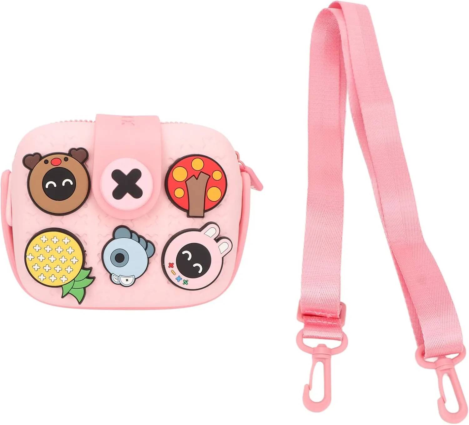 mini Camera Cartoon Multi Color Buffer Housing Large Capacity Shoulder for Toddlers (Pink)