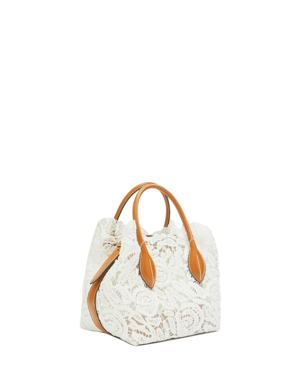 Mini Maggie Lace Borsa Shopping Tote in Blanc