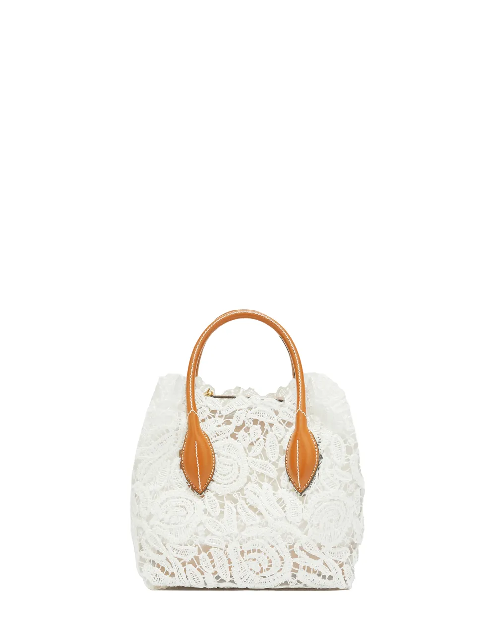 Mini Maggie Lace Borsa Shopping Tote in Blanc