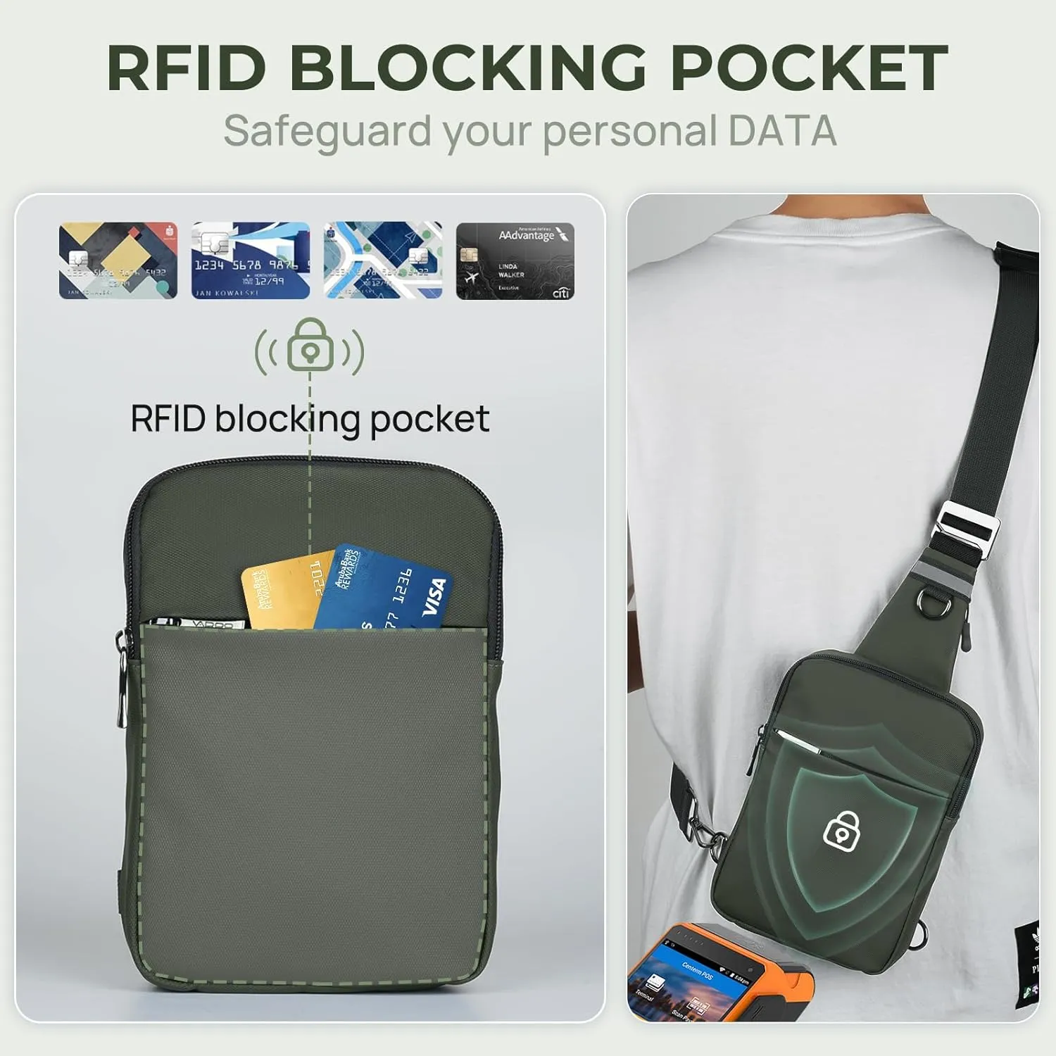 Mini Sling Bag for Women Men, Crossbody Bags Chest Bag Dual Pocket RFID Cell Phone Purse Travel Running Walking