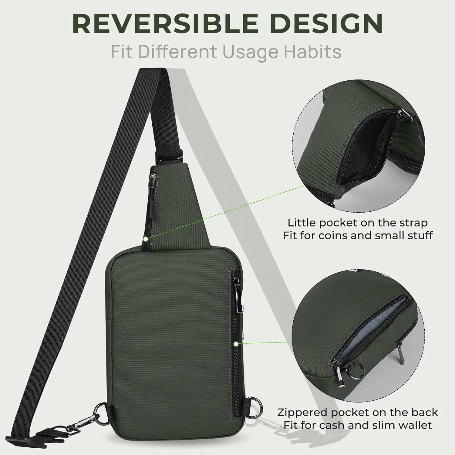Mini Sling Bag for Women Men, Crossbody Bags Chest Bag Dual Pocket RFID Cell Phone Purse Travel Running Walking