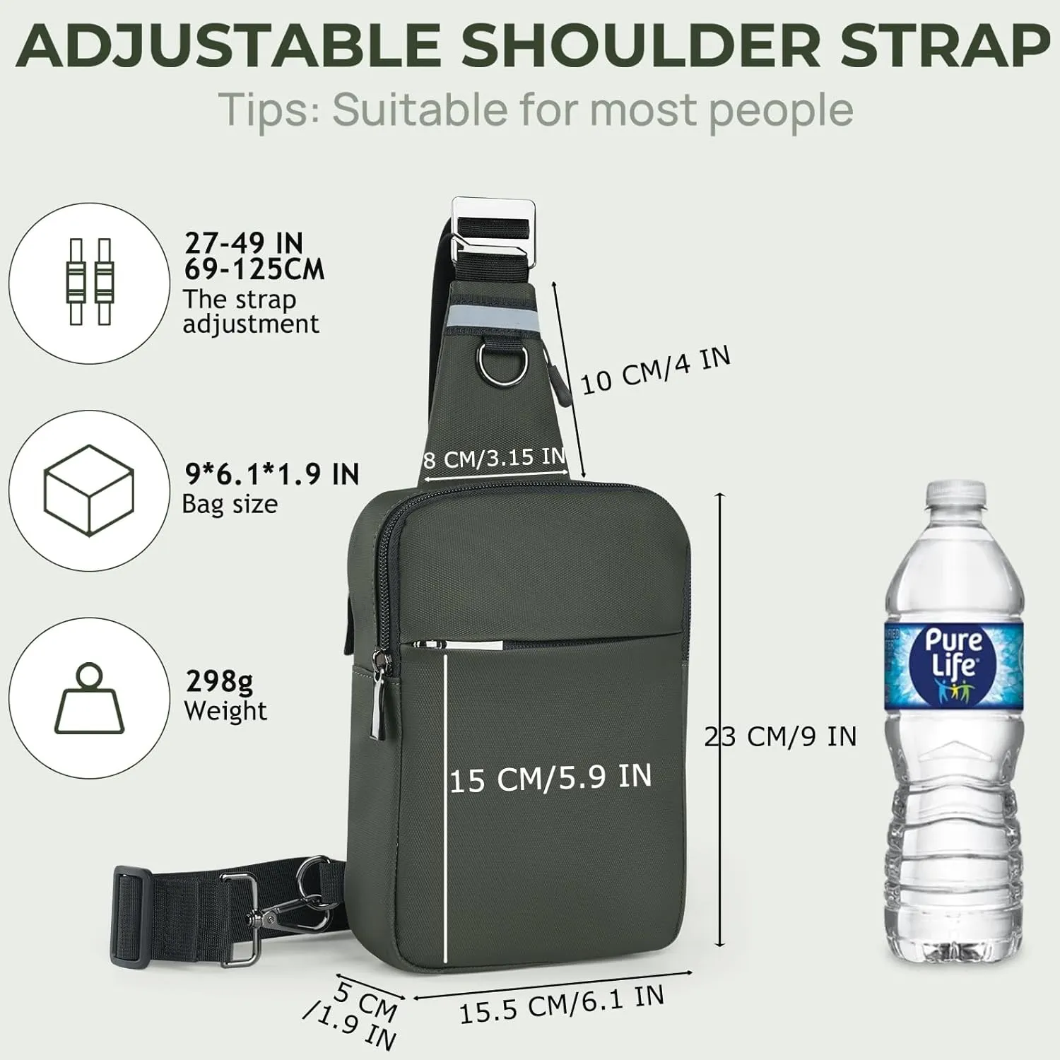 Mini Sling Bag for Women Men, Crossbody Bags Chest Bag Dual Pocket RFID Cell Phone Purse Travel Running Walking