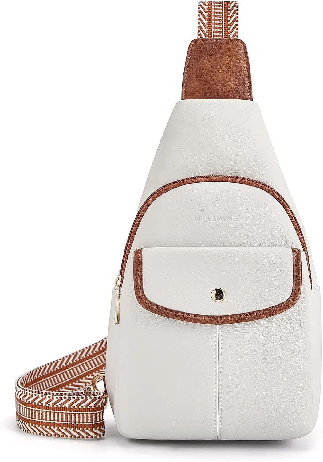 Missnine PU Leather Sling Bag for Women Anti-theft Crossbody Large Sling Backpack Travel Bag Purse