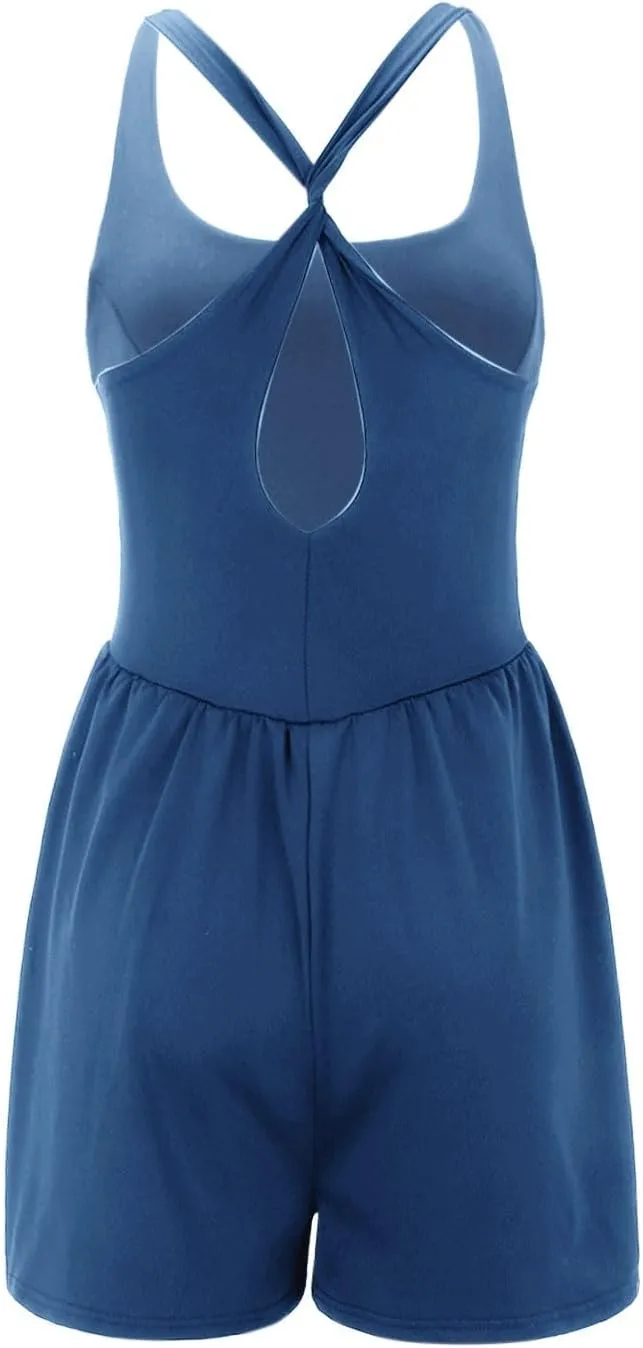 Miyaomn Casual Summer Workout Romper for Women Running Athletic Back Crisscross Sleeveless Jumpsuits Outfits Gym Yoga Clothes