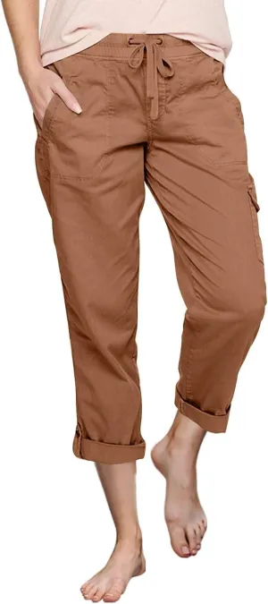 Miyaomn Women's Casual Solid Loose Cargo Pants Lightweight Drawstring Waisted Roll-Up Joggers Slacks Pockets Lounge Trousers