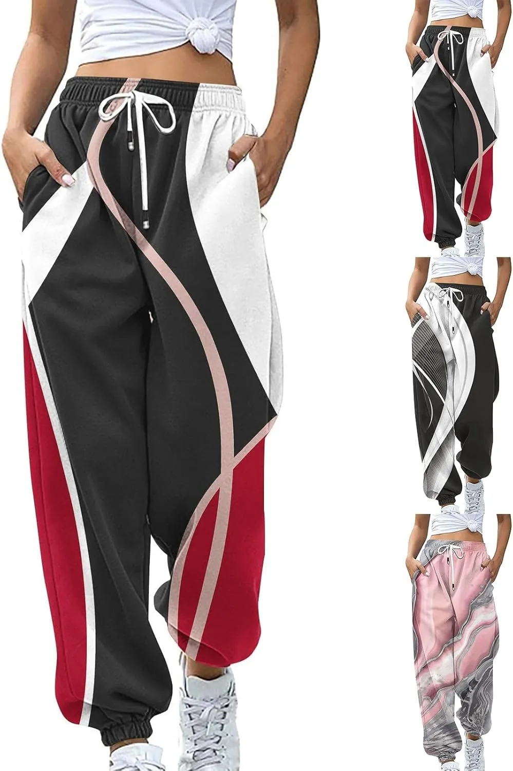 Miyaomn Women's Cinch Bottom Sweatpants High Waisted Athletic Joggers Fall Fashion Baggy Workout Lounge Trousers with Pockets