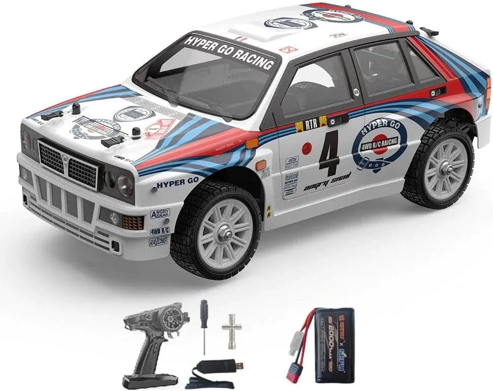MJX Hyper Go 1/14 Scale RC Car 45KM/H High Speed Drift Rally Car Brushless 4WD Off-Road RTR with 2.4GHz RC Transmitter - Remote Control Car, RC Drift Car 1/14 for Adults (14302)