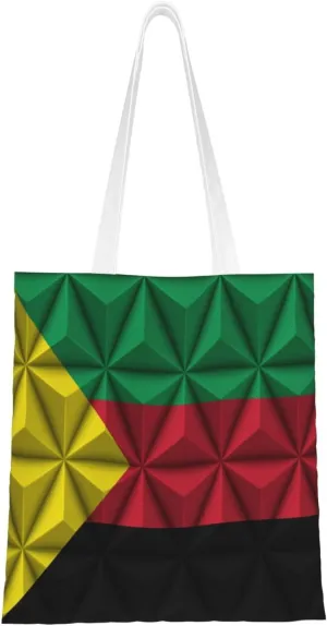 Mnla Flag With Polygon Effect Tote Bag for Women Canvas Shopping Bags Reusable Large Capacity Casual Shoulder Handbags Grocery Bags DIY Gift Bags