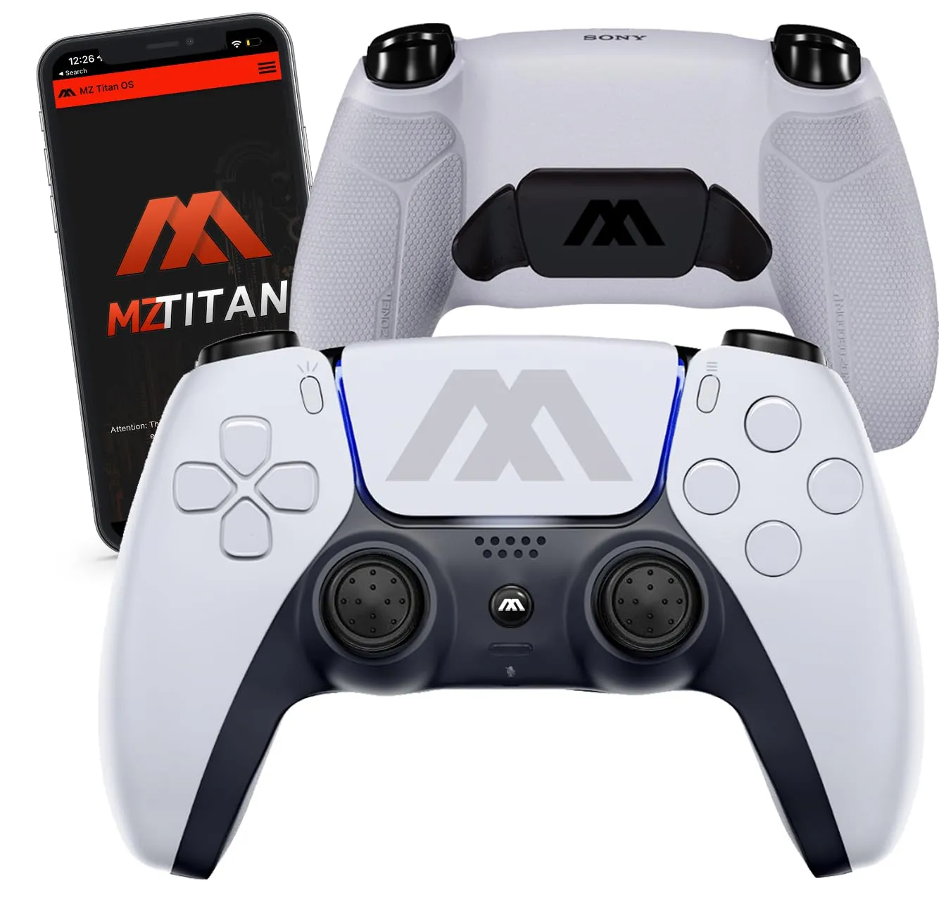 MODDEDZONE Smart Extreme Modded Controller   Anti Recoil | Back Remappable Paddles | Interchangeable Thumbsticks | Hair Triggers | Tactical Buttons | Compatible with PS5 Console & PC | APP controlled (White)
