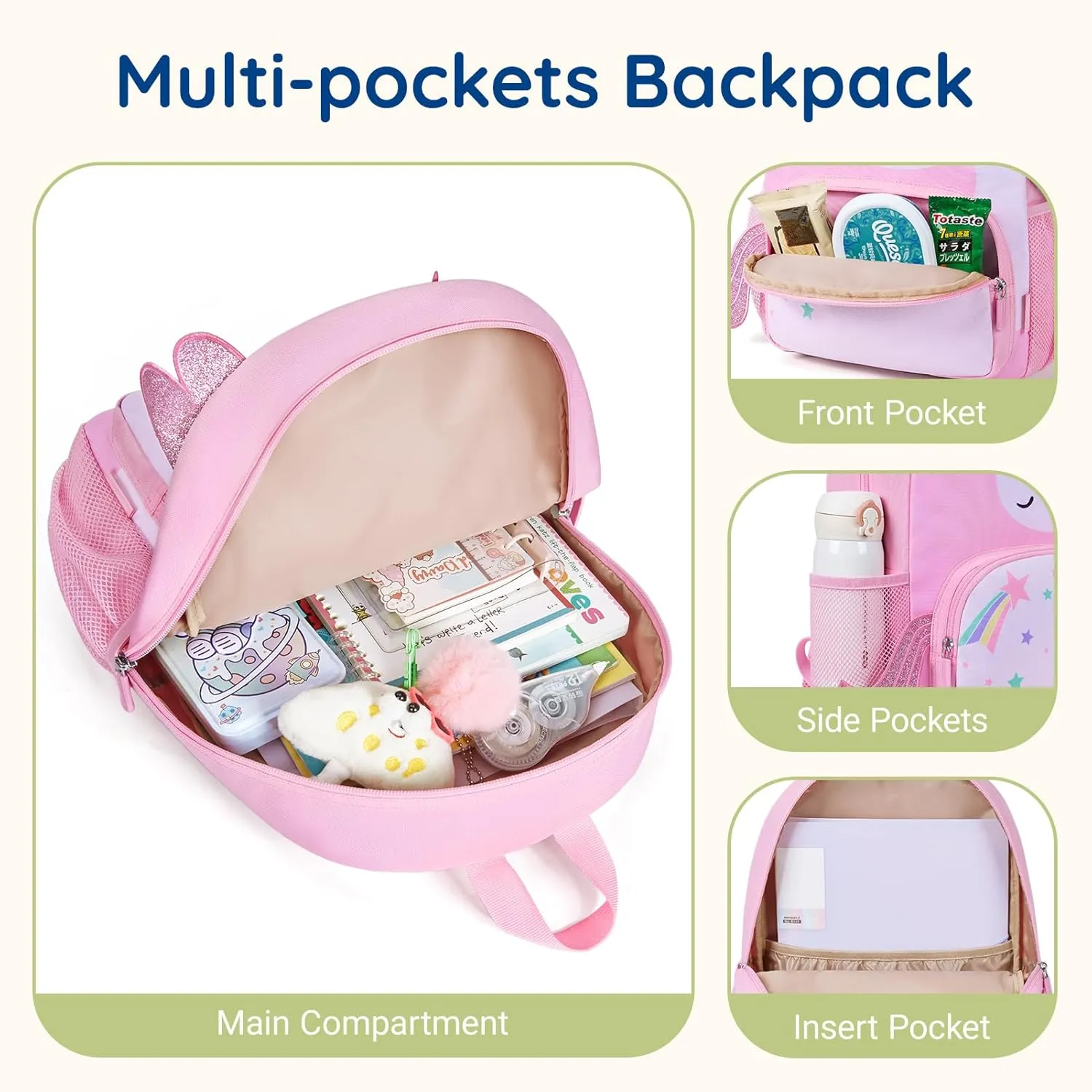 mommore Kids Backpack Cute 3D Large Toddler Butterfly Backpack for Girls Child Preschool Kindergarten Primary Book Back Age 3-6 Water-Resistant with Chest Buckle and Adjustable Strap