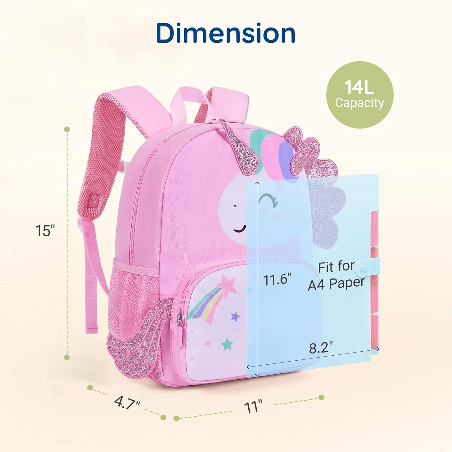 mommore Kids Backpack Cute 3D Large Toddler Butterfly Backpack for Girls Child Preschool Kindergarten Primary Book Back Age 3-6 Water-Resistant with Chest Buckle and Adjustable Strap