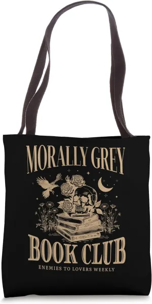 Morally Grey Book Club Skeleton Funny Books Lover Bookworm Tote Bag