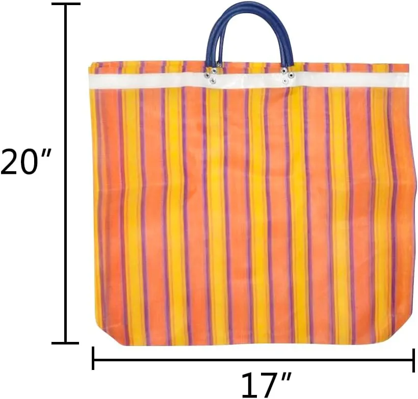 MoreFiesta 3 Large Mercado Bags, High Thread Mesh 17 x 20 Inches Market Reusable Grocery Bag