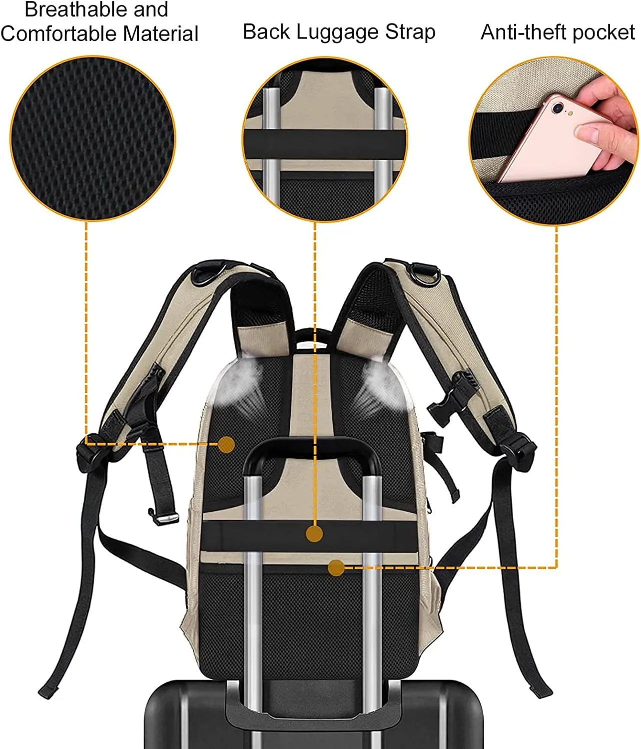 MOSISO Camera Backpack, DSLR/SLR/Mirrorless Photography Camera Bag 15-16 inch Waterproof Hardshell Case with Tripod Holder&Laptop Compartment Compatible with Canon/Nikon/Sony, Camel
