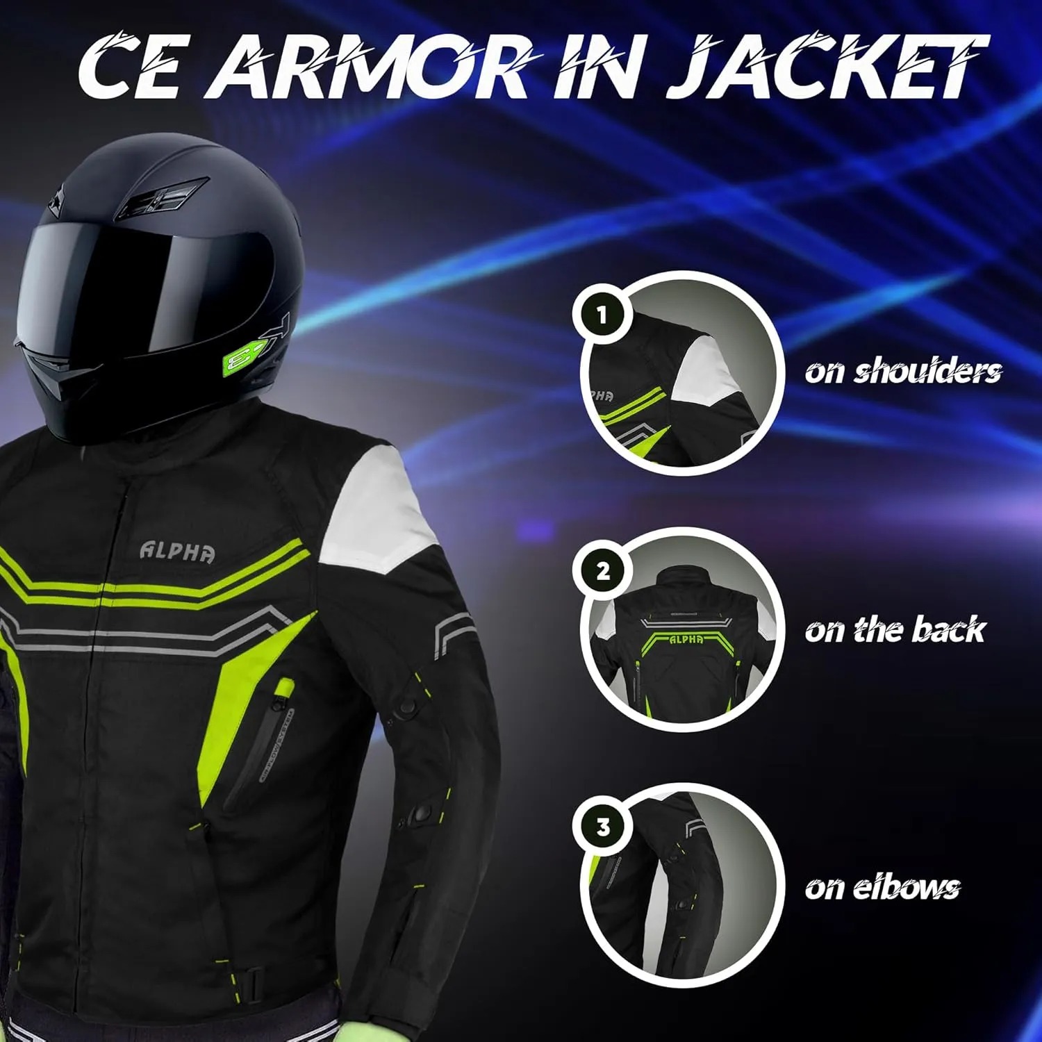 Motorcycle Jacket For Men Enduro Dualsport Riding High Visibility Dirtbike Ce Armor Waterproof All Season (GREEN, SMALL)