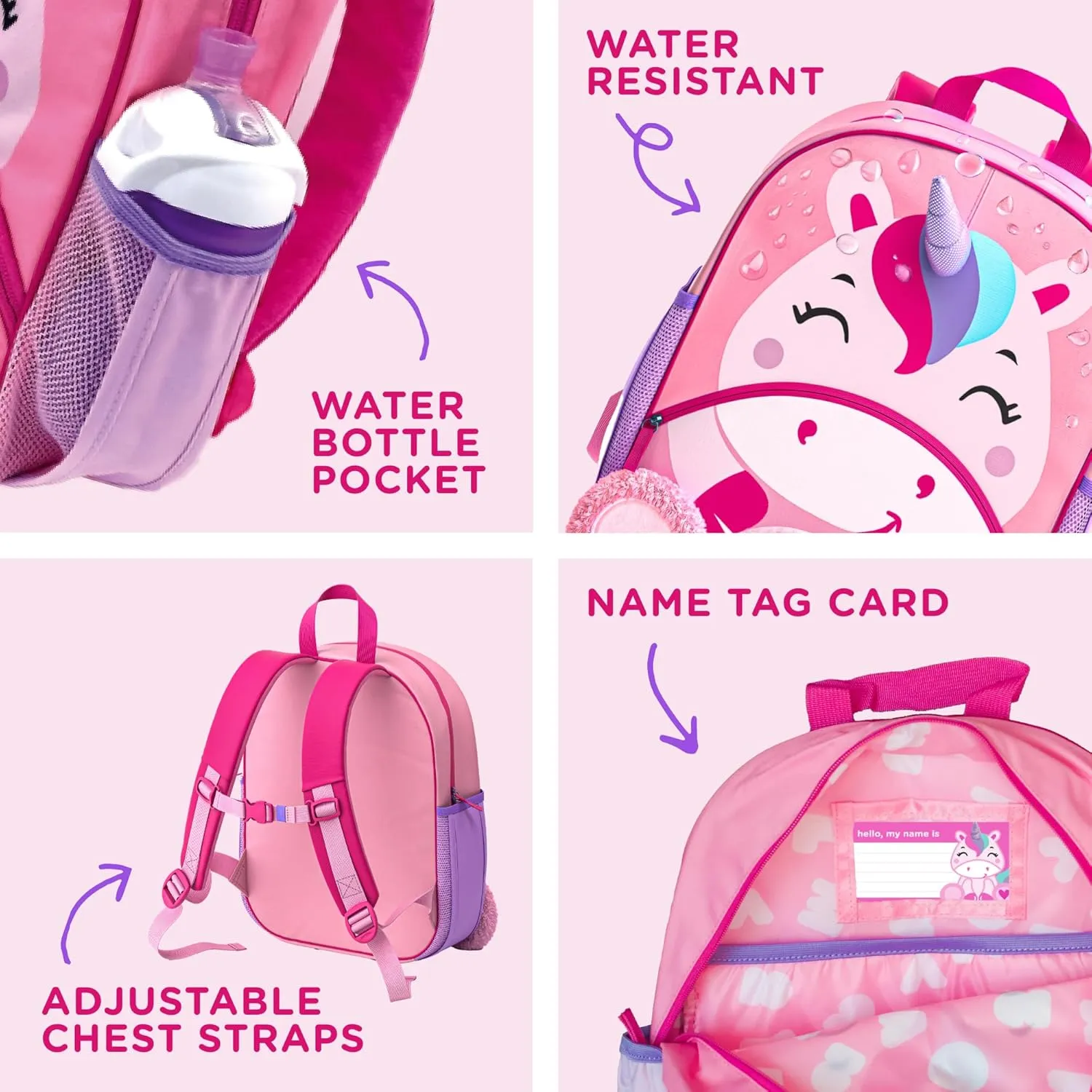 Move2Play, Unicorn Kids Backpack | Kid Size | Back to School | Elementary, Kindergarten Book Bag | Designed for Boys & Girls Ages 4  Year Olds | Travel Ready