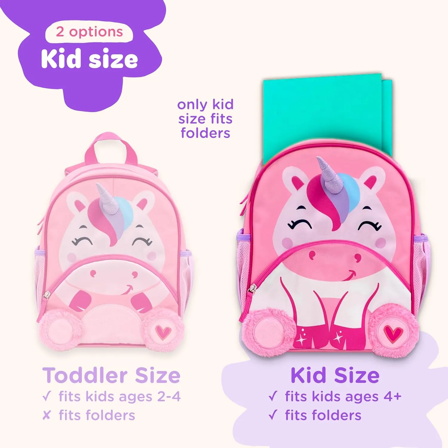 Move2Play, Unicorn Kids Backpack | Kid Size | Back to School | Elementary, Kindergarten Book Bag | Designed for Boys & Girls Ages 4  Year Olds | Travel Ready