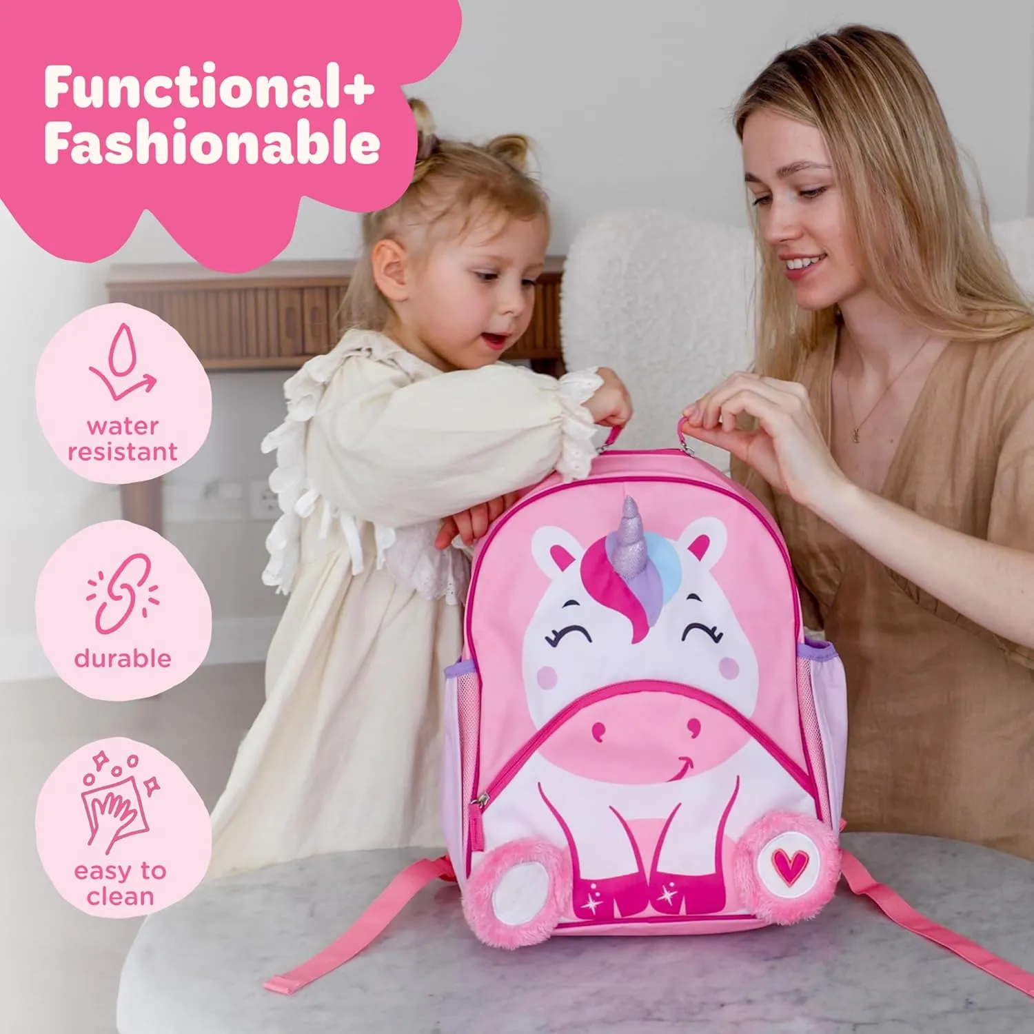 Move2Play, Unicorn Kids Backpack | Kid Size | Back to School | Elementary, Kindergarten Book Bag | Designed for Boys & Girls Ages 4  Year Olds | Travel Ready