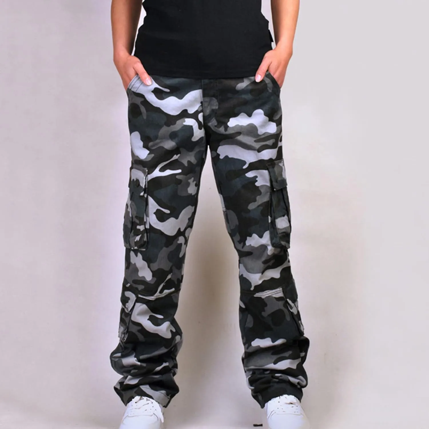 Muscularfit Baggy Cargo Pants for Men 2023 Casual Loose Multi Pockets Camouflage Trouser Lounge Buckle Zipper Camo Sweatpants