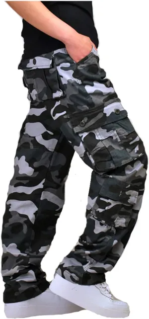 Muscularfit Baggy Cargo Pants for Men 2023 Casual Loose Multi Pockets Camouflage Trouser Lounge Buckle Zipper Camo Sweatpants