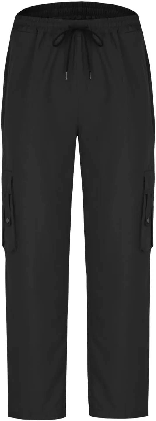 Muscularfit Men's Cargo Pants Lightweight Multi Pockets Causal Elastic Waist Loose Cotton Straight Sweatpant Outdoor Fashion