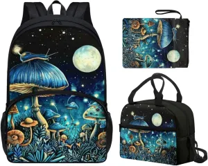 Mushroom Elementary School Backpack for Girls Multi-Functional Fashion School Messenger Bag Retain Freshness Freezable Lunch Bag Mini Freezable Lunch Bag for Students