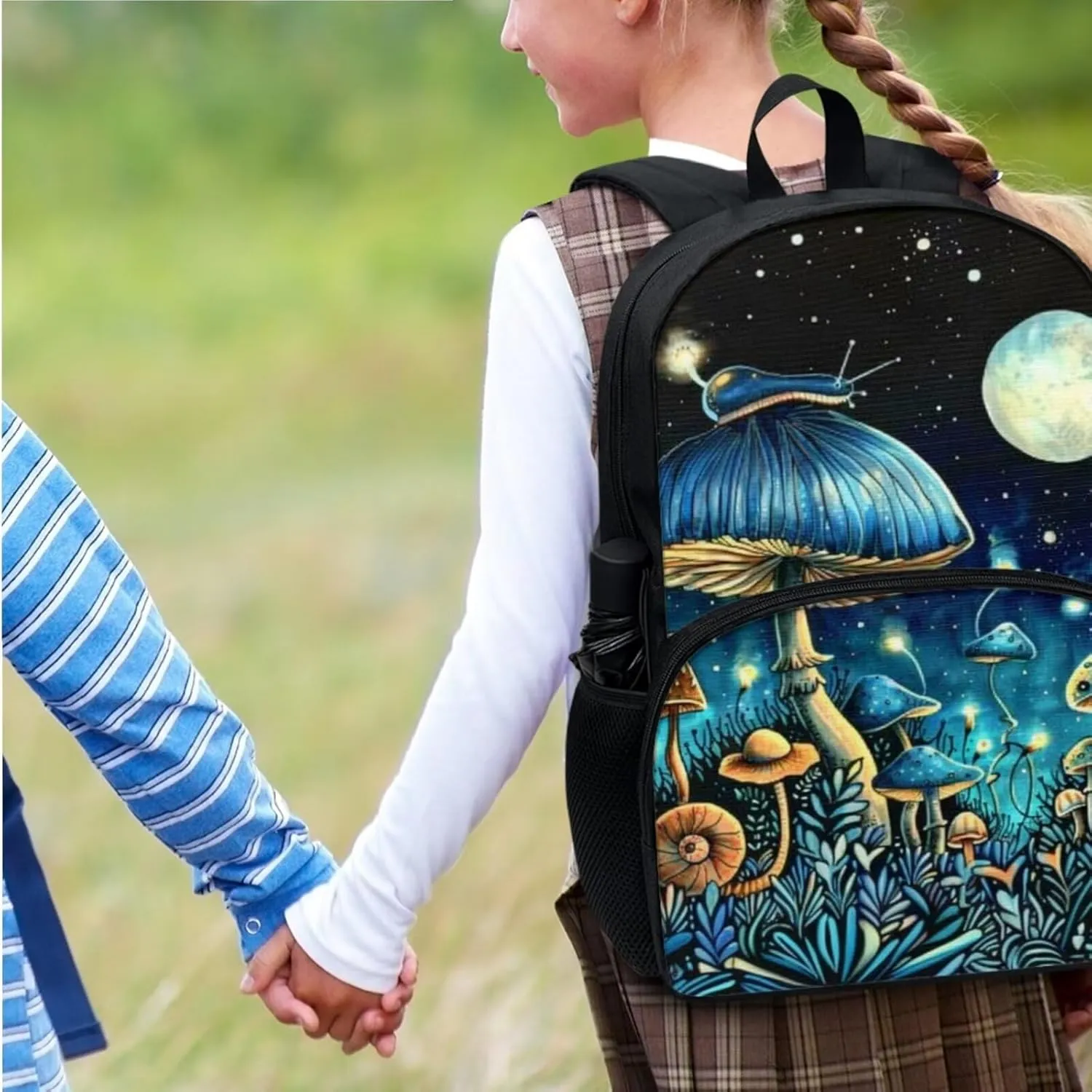 Mushroom Elementary School Backpack for Girls Multi-Functional Fashion School Messenger Bag Retain Freshness Freezable Lunch Bag Mini Freezable Lunch Bag for Students