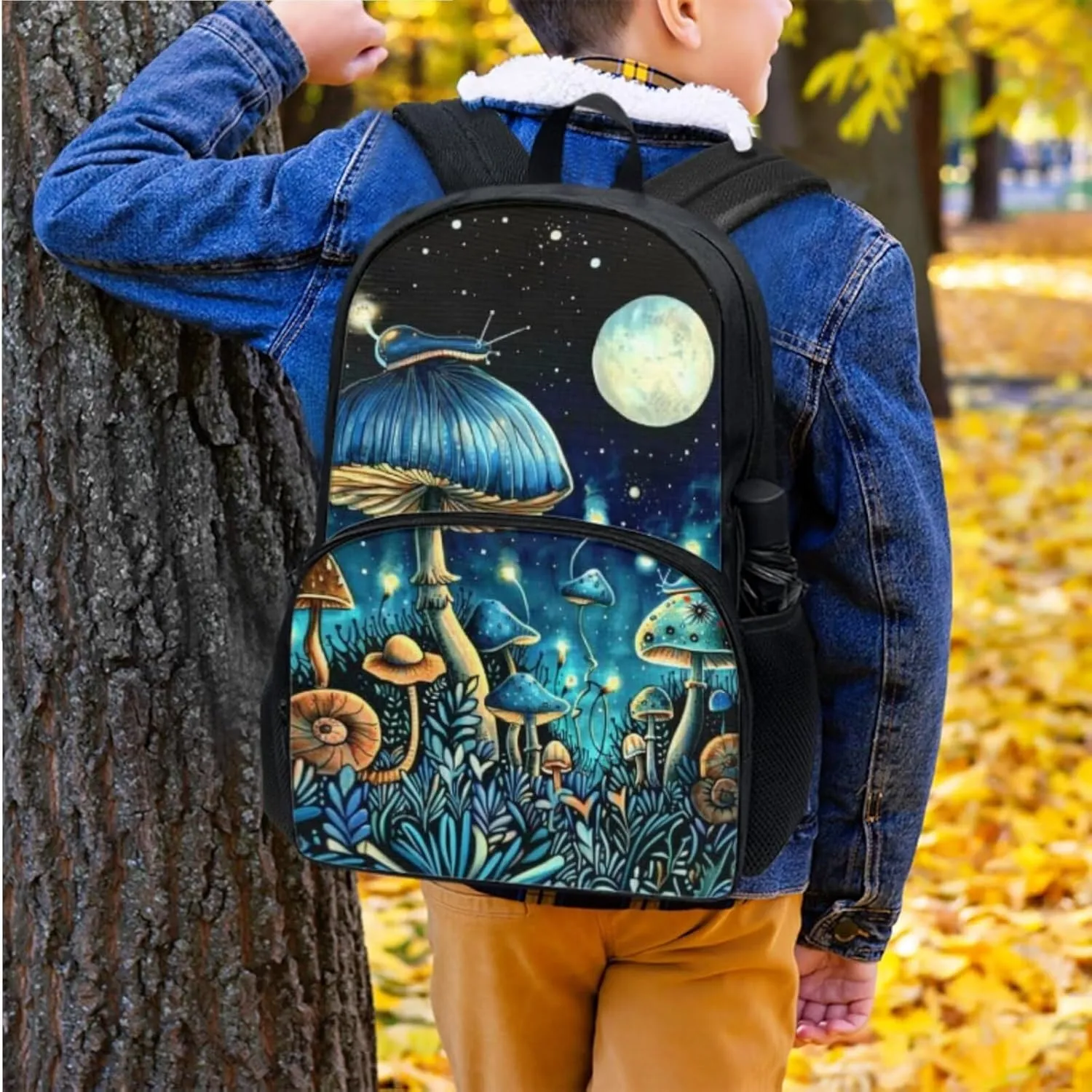 Mushroom Elementary School Backpack for Girls Multi-Functional Fashion School Messenger Bag Retain Freshness Freezable Lunch Bag Mini Freezable Lunch Bag for Students