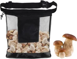 Mushroom Foraging Bag with Adjustable Strap and Waist Belt Clip: Breathable Mesh Harvesting Pouch, Hands-Free Foldable Outdoor Mushroom Hunting and Fruit Picking Bag