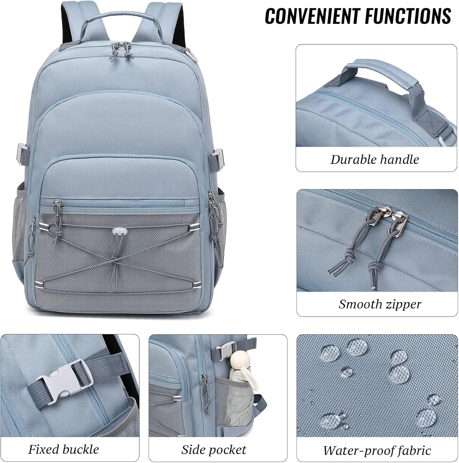 mygreen Backpacks for Kids Elementary School Bags Kindergarten Primary Book Bags for School Waterproof Durable Lightweight for Hiking Travel Grey Blue
