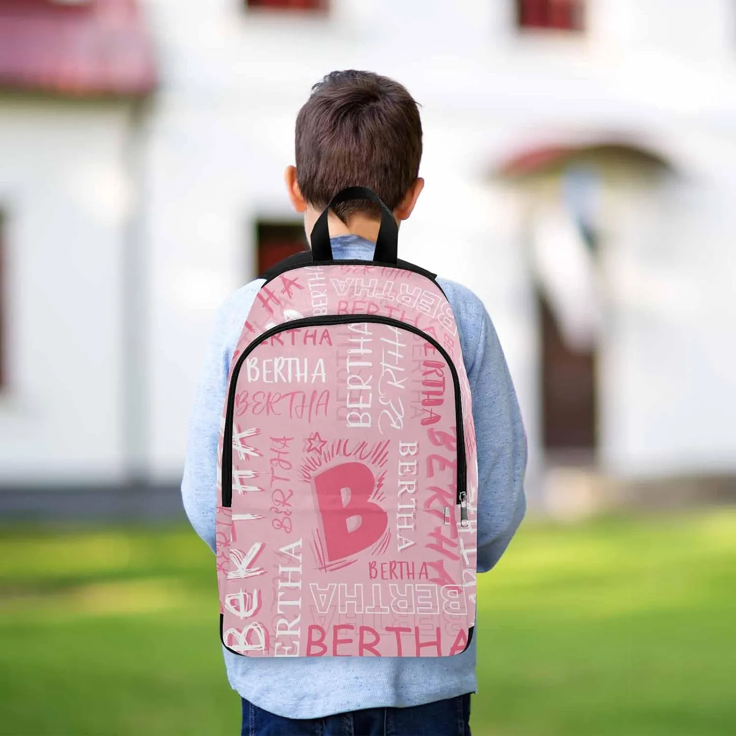 MyPupSocks Personalized School Backpack for Daughter from Mom, Custom Pink Initial Name Casual Daypacks Customized Travel Book Bag with Name Knapsack Schoolbag for Teens Boys Girls College