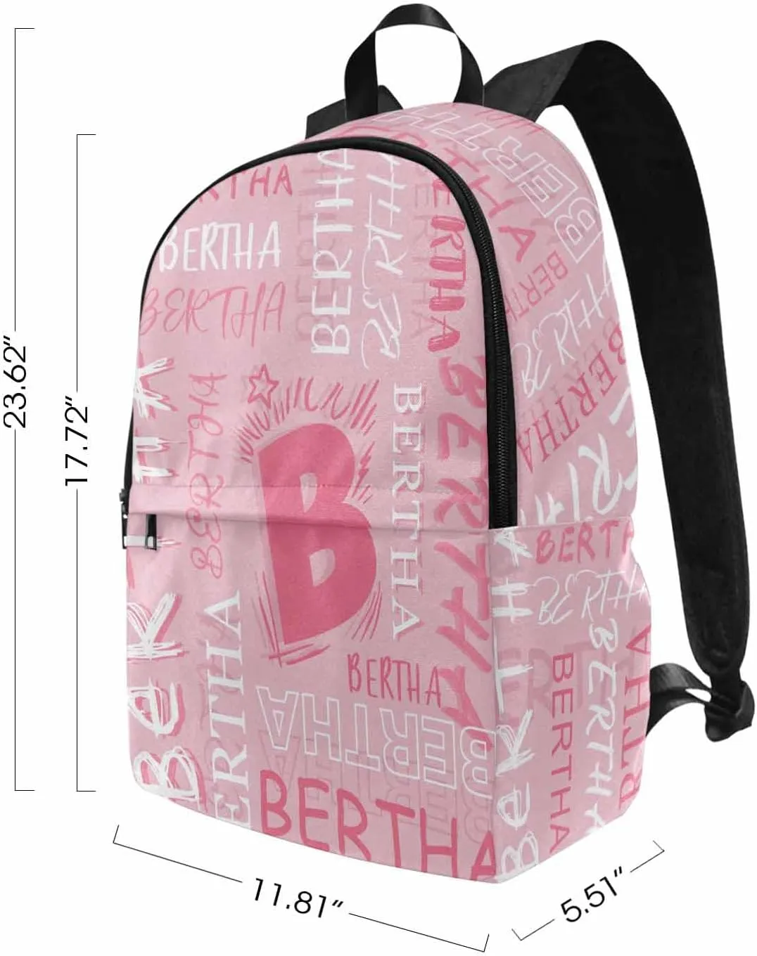 MyPupSocks Personalized School Backpack for Daughter from Mom, Custom Pink Initial Name Casual Daypacks Customized Travel Book Bag with Name Knapsack Schoolbag for Teens Boys Girls College