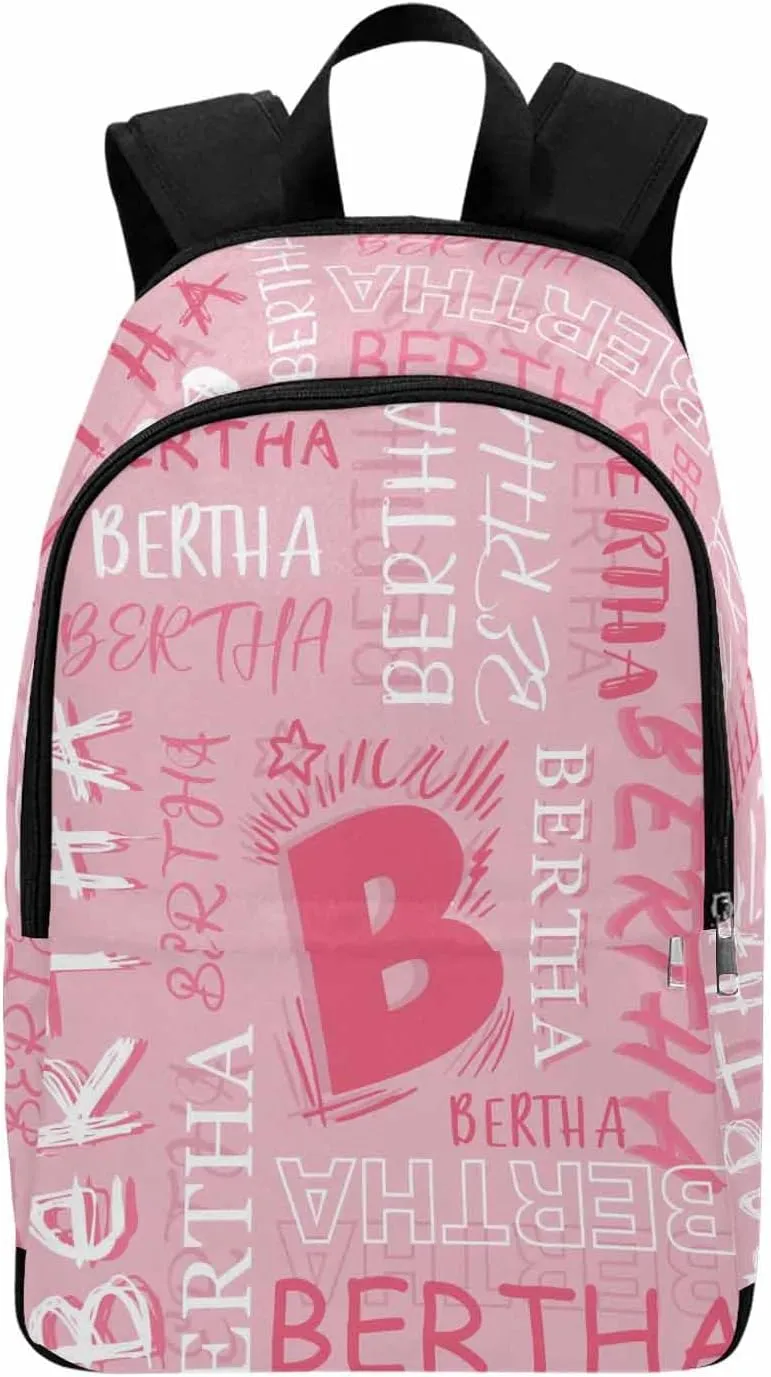MyPupSocks Personalized School Backpack for Daughter from Mom, Custom Pink Initial Name Casual Daypacks Customized Travel Book Bag with Name Knapsack Schoolbag for Teens Boys Girls College