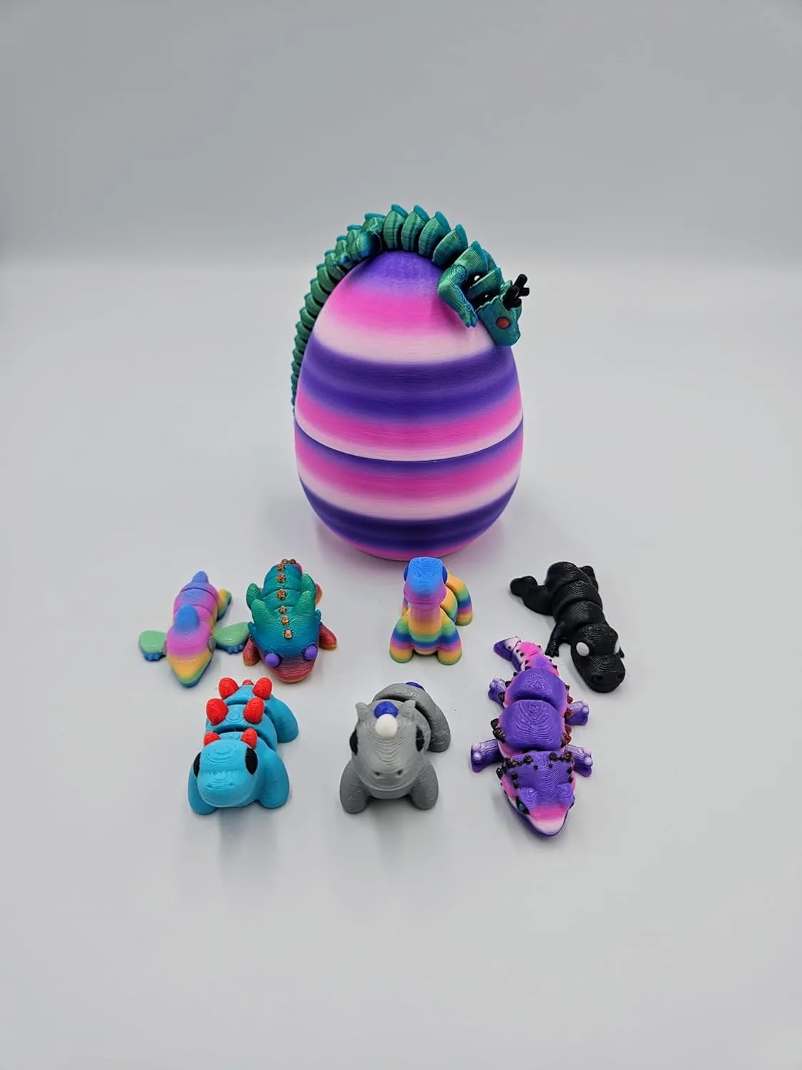 Mystery Mini Animal Packs - 3D Printed Articulating Figurines - Unique and Fun Designs Includes Mystery Egg - Stress Relief (Fantasy Pack)