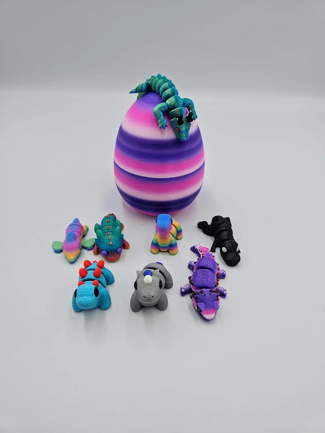 Mystery Mini Animal Packs - 3D Printed Articulating Figurines - Unique and Fun Designs Includes Mystery Egg - Stress Relief (Fantasy Pack)