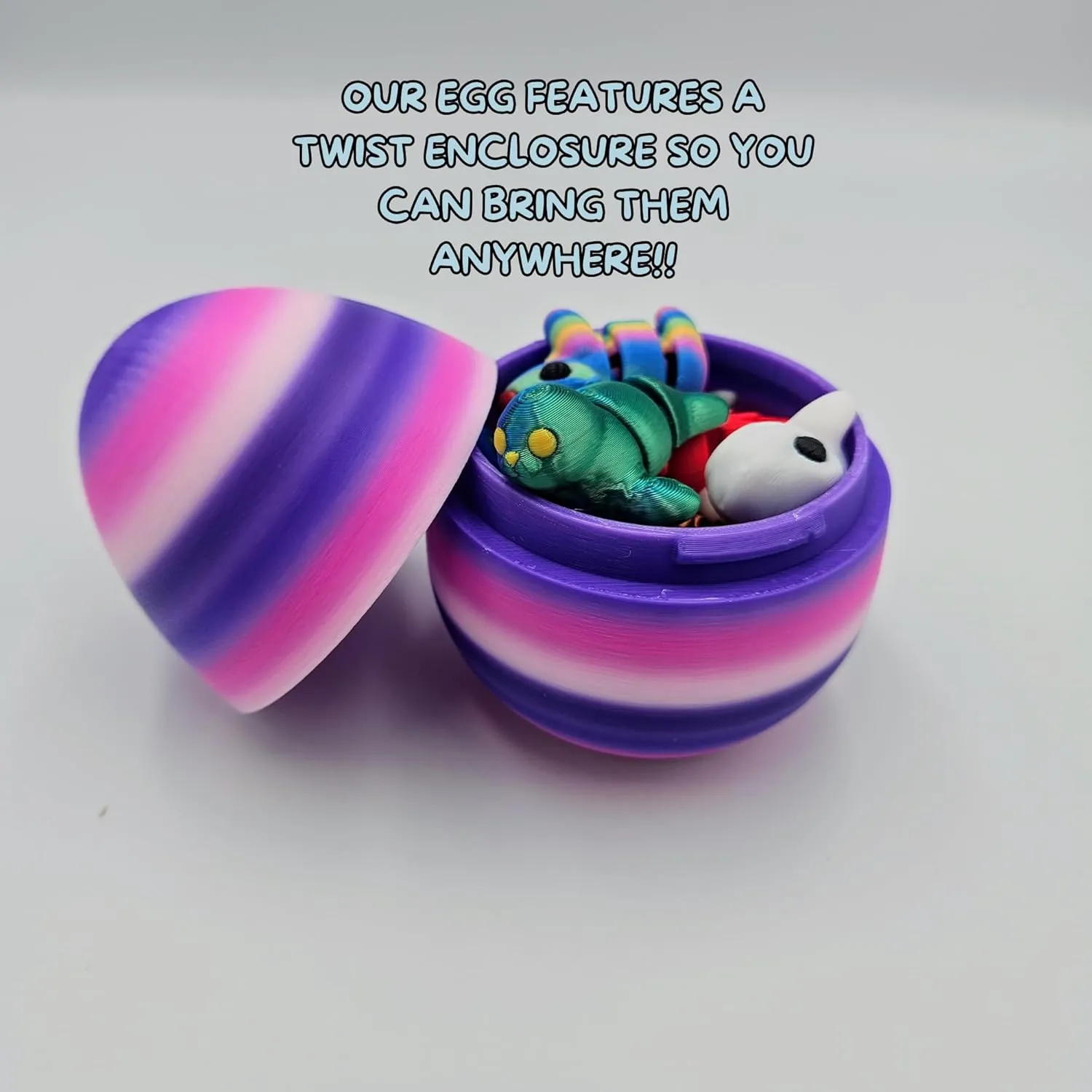 Mystery Mini Animal Packs - 3D Printed Articulating Figurines - Unique and Fun Designs Includes Mystery Egg - Stress Relief (Fantasy Pack)