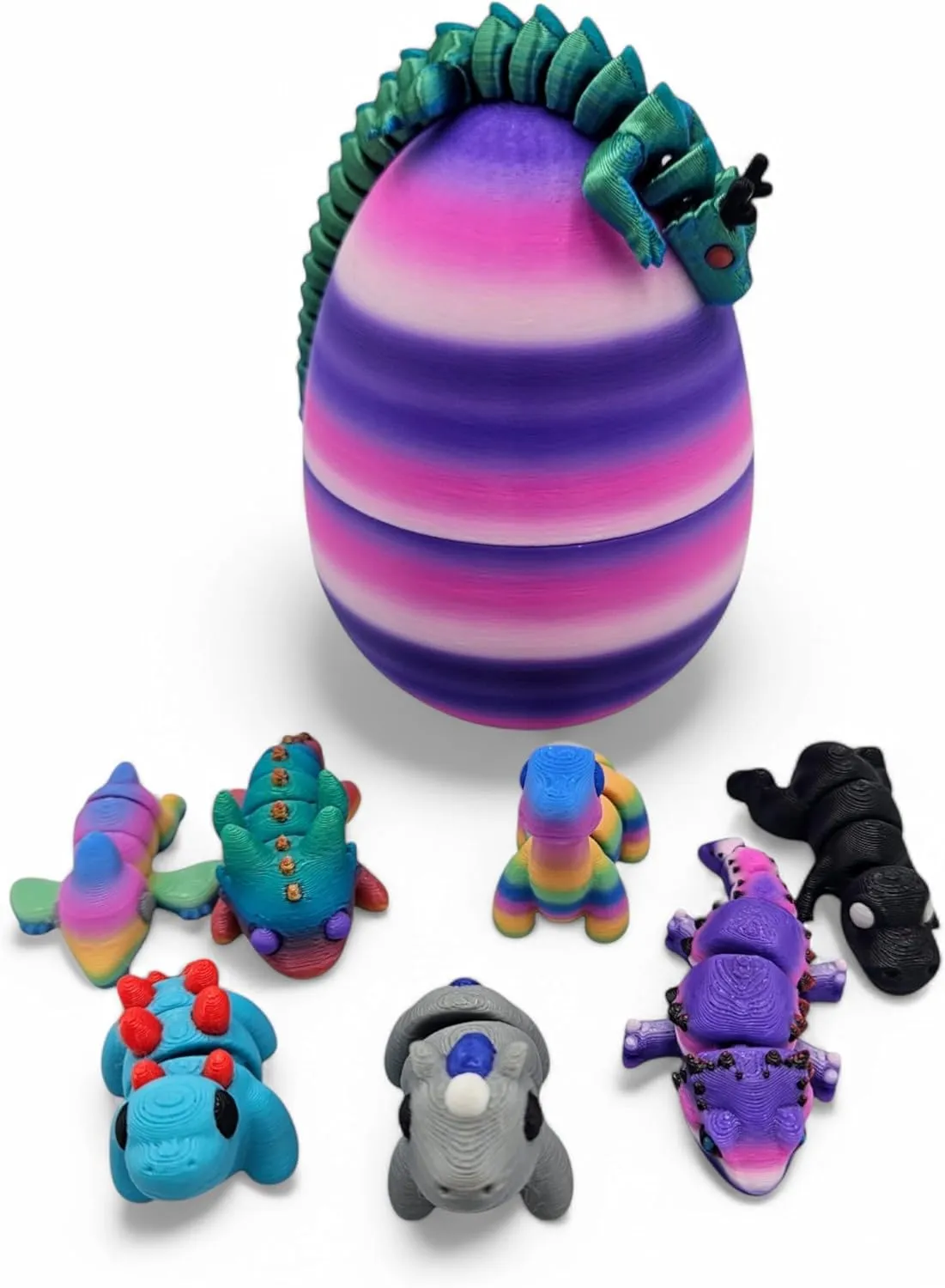 Mystery Mini Animal Packs - 3D Printed Articulating Figurines - Unique and Fun Designs Includes Mystery Egg - Stress Relief (Fantasy Pack)
