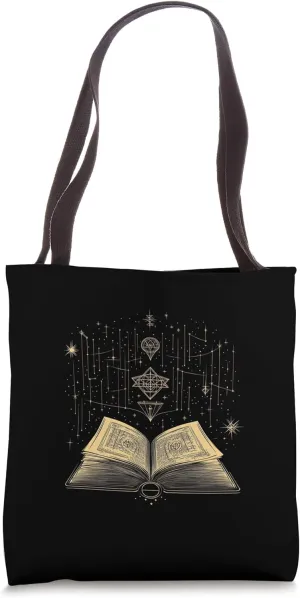 Mystic Astral Lunar Celestial Witch Spell Book Tote Bag