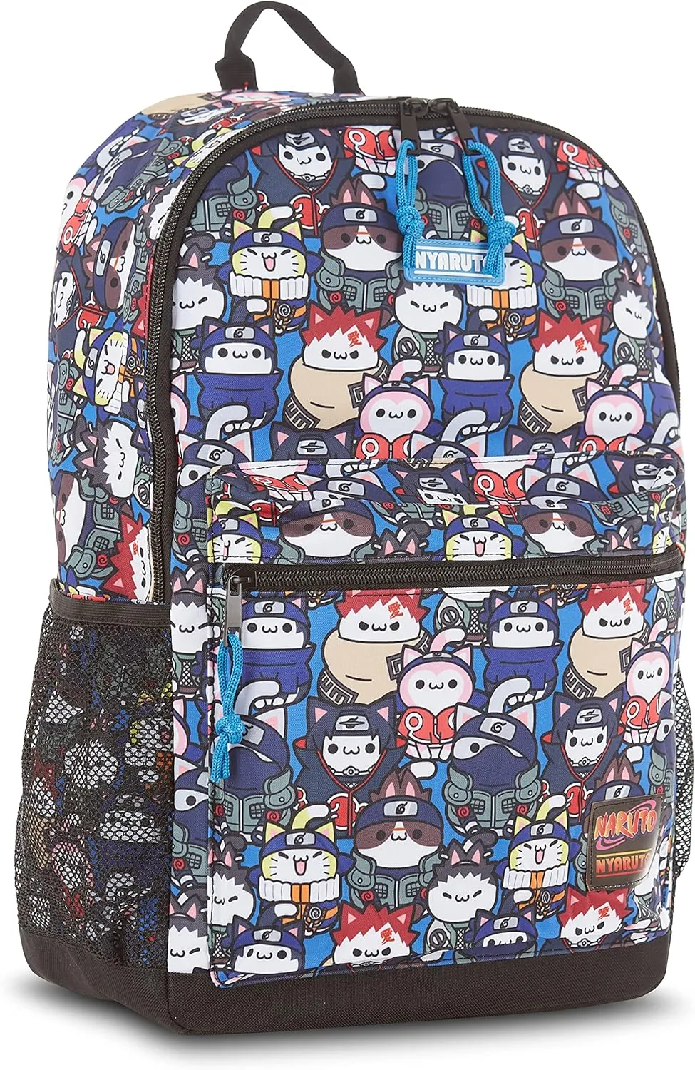 Naruto Cat Nyaruto! Allover Backpack Defense Battle of Konoha Bookbag - Nyaruto! Knapsack for All (Blue)