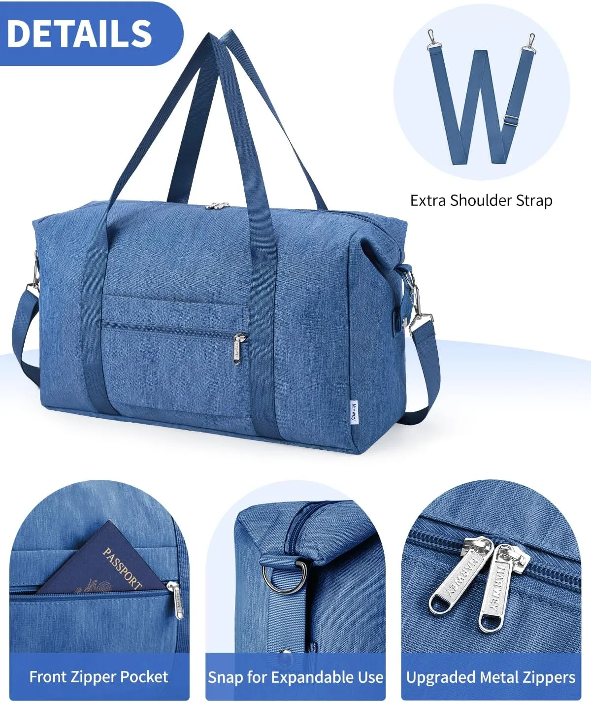 Narwey For Spirit Airlines Personal Item Bag 18x14x8 Foldable Duffle Bag for Travel Packable Duffel Bag for Traveling Carry on Bag for Airplanes Underseat Overnight for Women and Men (Navy Blue)