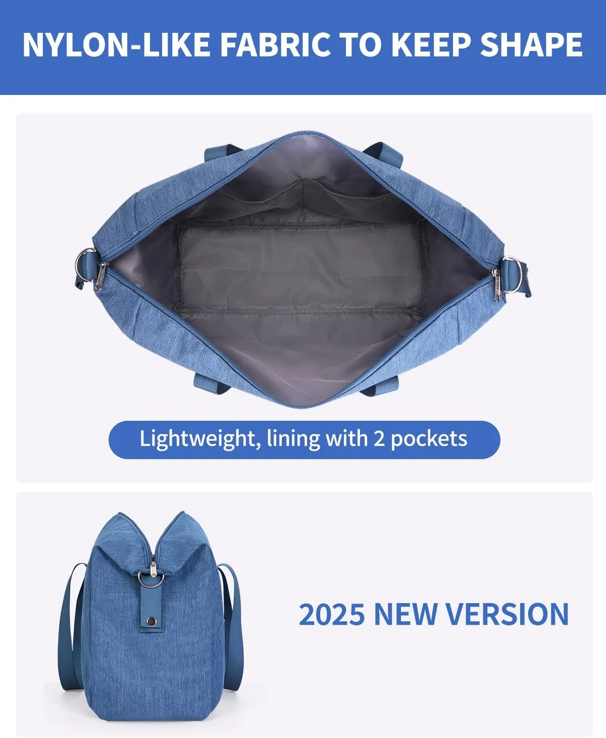 Narwey For Spirit Airlines Personal Item Bag 18x14x8 Foldable Duffle Bag for Travel Packable Duffel Bag for Traveling Carry on Bag for Airplanes Underseat Overnight for Women and Men (Navy Blue)