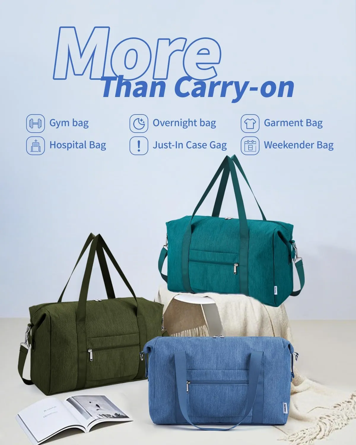 Narwey For Spirit Airlines Personal Item Bag 18x14x8 Foldable Duffle Bag for Travel Packable Duffel Bag for Traveling Carry on Bag for Airplanes Underseat Overnight for Women and Men (Navy Blue)