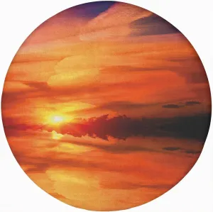 Nature Round Fitted Tablecloth with Elastic Edge,Dramatic Sunset Sky Clouds on Lake Print Polyester Table Cloth Small Fit Round Tables Diameter The Ultimate Protection for Your Table 72x72 in